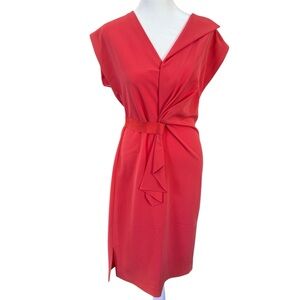 Elie Tahari Wrap Dress Sz 4 Pink Belted V-Neck Career Wedding Chic Cocktail